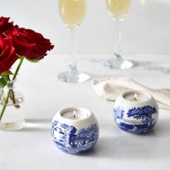 Spode Blue Italıan 6 Cm - 2Lı  Mumluk Seti