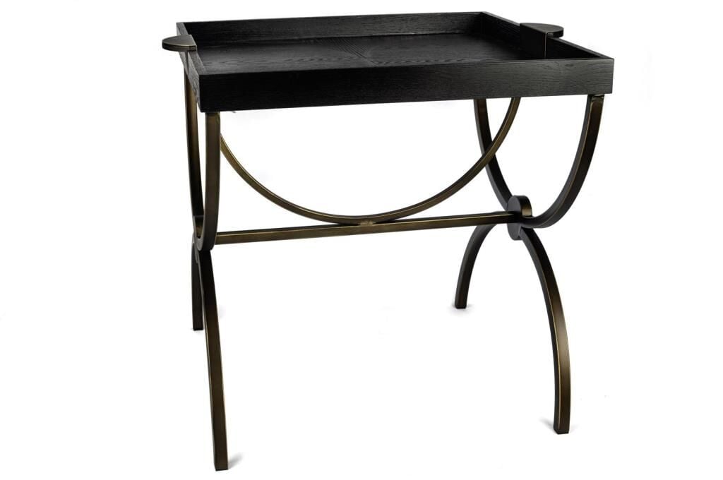 Mikasa Moor Metal Ayaklı Siyah Ahşap Sehpa 68x60x61cm