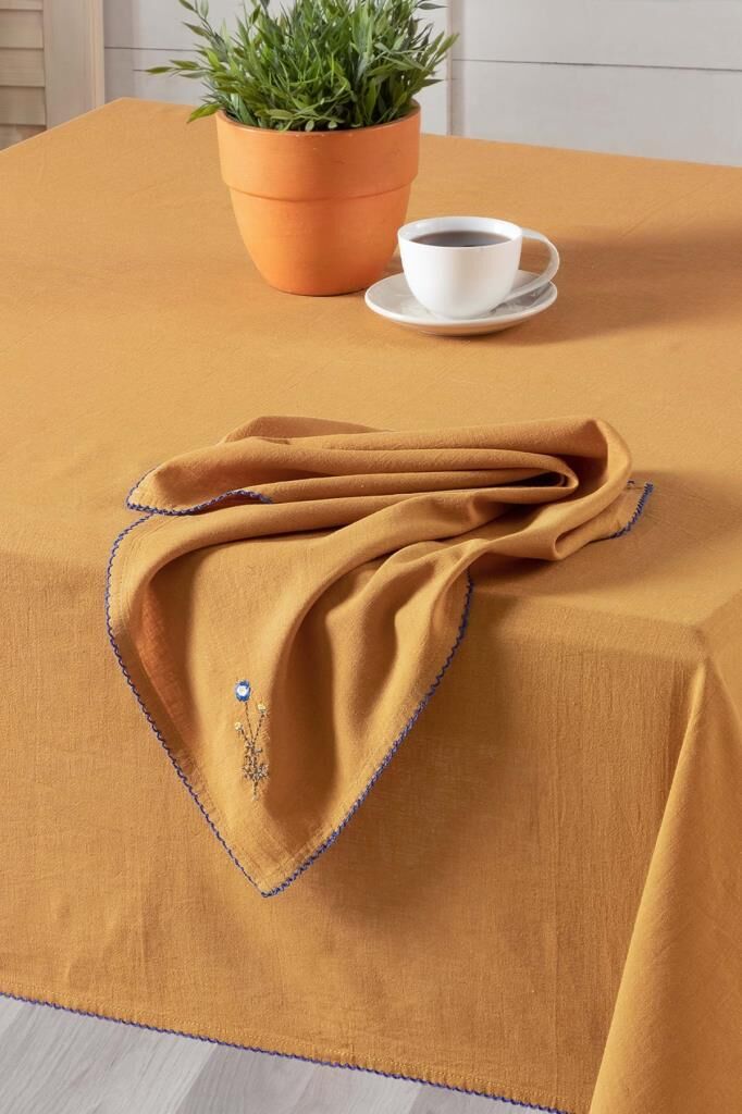 Sarev Solen Sarı Pamuk-Keten 2'Li Peçete 45*45 Cm