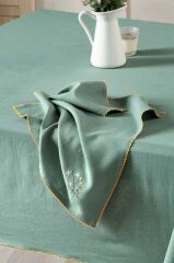 Sarev Solen Yeşil Pamuk-Keten 2'Li Peçete 45*45 Cm