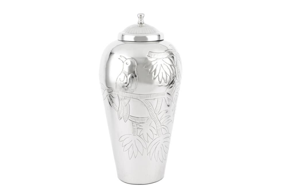 Mikasa Moor Silver Kapaklı Metal Vazo 25x51cm