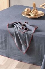 Sarev Solen Gri Pamuk-Keten 2'Li Peçete 45*45 Cm