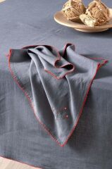 Sarev Solen Gri Pamuk-Keten 2'Li Peçete 45*45 Cm