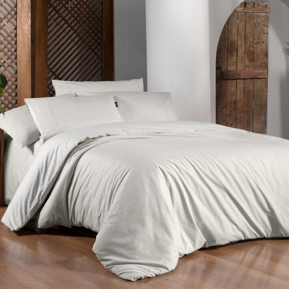 Sarev Unitwill Ekru Çift Kişilik %100 Pamuk Nevresim Takımı