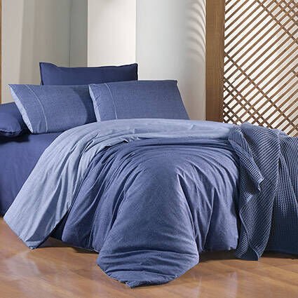 Sarev Unitwill Mavi Çift Kişilik %100 Pamuk Nevresim Takımı