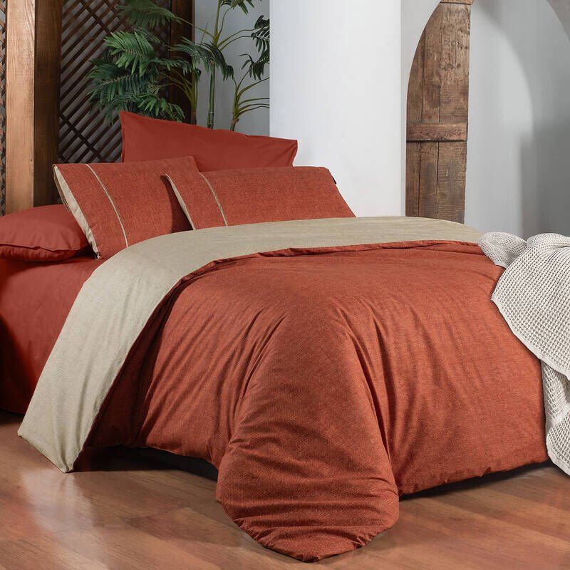 Sarev Unitwill Taba Çift Kişilik %100 Pamuk Nevresim Takımı