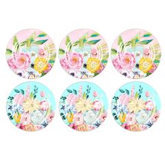 Lucky Art Peony Desenli 6 lı Bone China Porselen Servis tabağı seti 27 cm