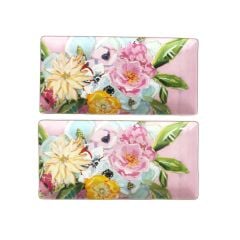 Lucky Art Peony Desenli 2 li Bone China Porselen Servis Tabağı Seti 27 cm