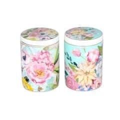 Lucky Art Peony Desenli Bone China Porselen 2 li Kavanoz Seti 600 ml
