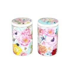 Lucky Art Peony Desenli Bone China Porselen 2 li Kavanoz Seti 750 ml