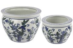 Mikasa Moor Blue Blanc 2li Saksı 25x19cm 36x26cm