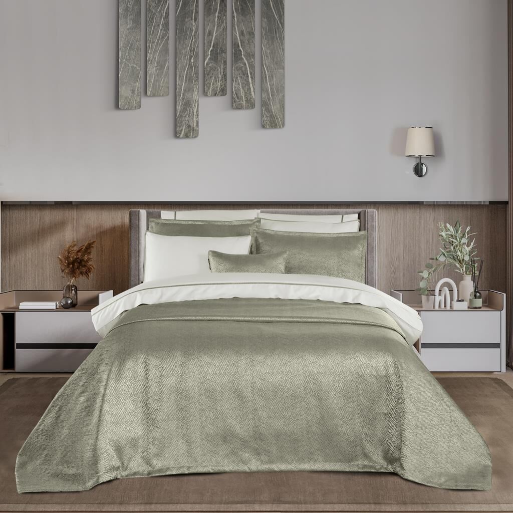 Sarev Adia Bej Çift Kişilik %100 Pamuk Saten  Nevresim Takımı ve Yatak Örtüsü Seti