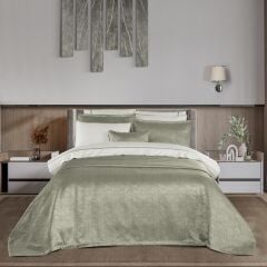 Sarev Adia Bej Çift Kişilik %100 Pamuk Saten  Nevresim Takımı ve Yatak Örtüsü Seti