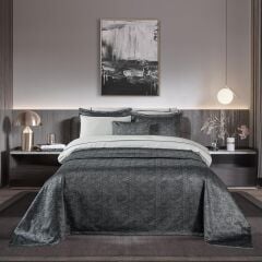 Sarev Adia Lacivert Çift Kişilik %100 Pamuk Saten  Nevresim Takımı ve Yatak Örtüsü Seti