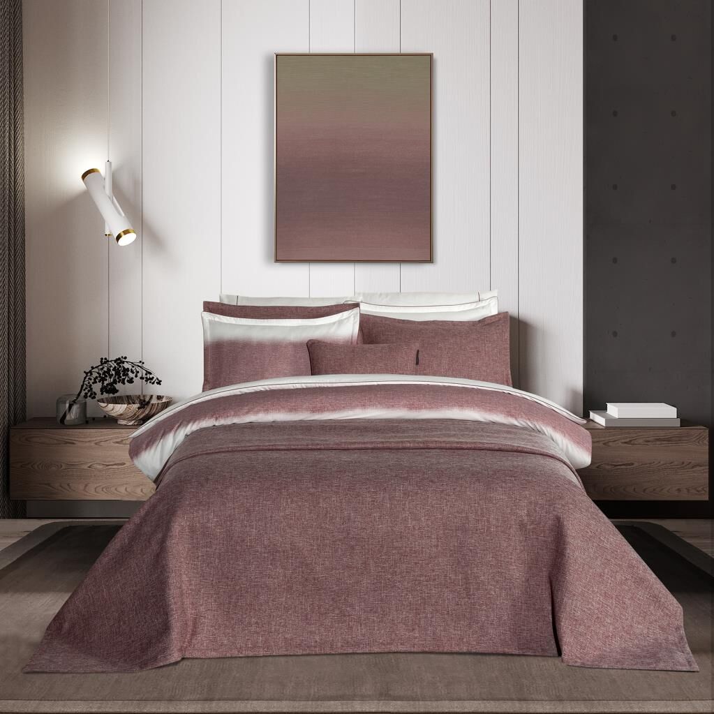 Sarev Onetta Kırmızı  Çift Kişilik %100 Pamuk Saten Nevresim Takımı ve Yatak Örtüsü Seti