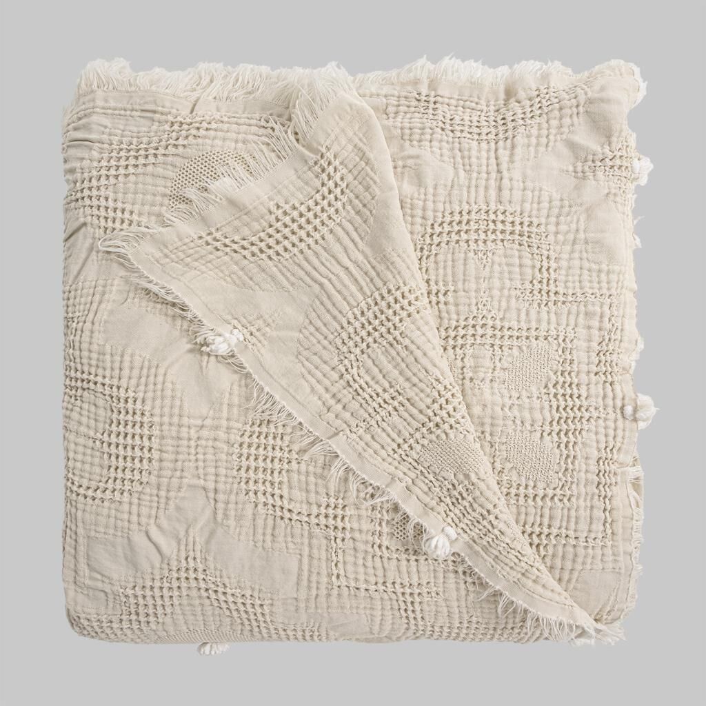 Sarev Alison Bej Çift Kişilik %100 Pamuk Yatak Örtüsü 220*240 cm