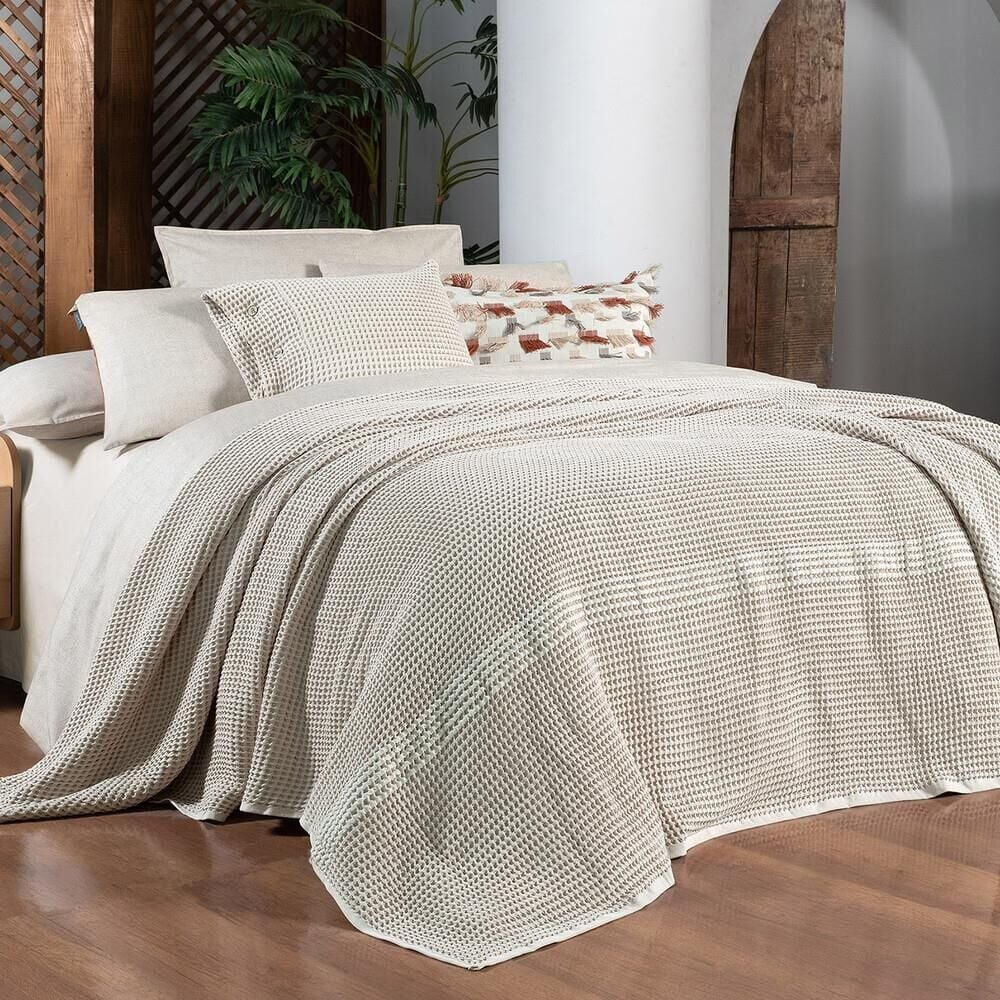 Sarev Polendia Bej Yatak Örtüsü Tek Kişilik %100 Pamuk