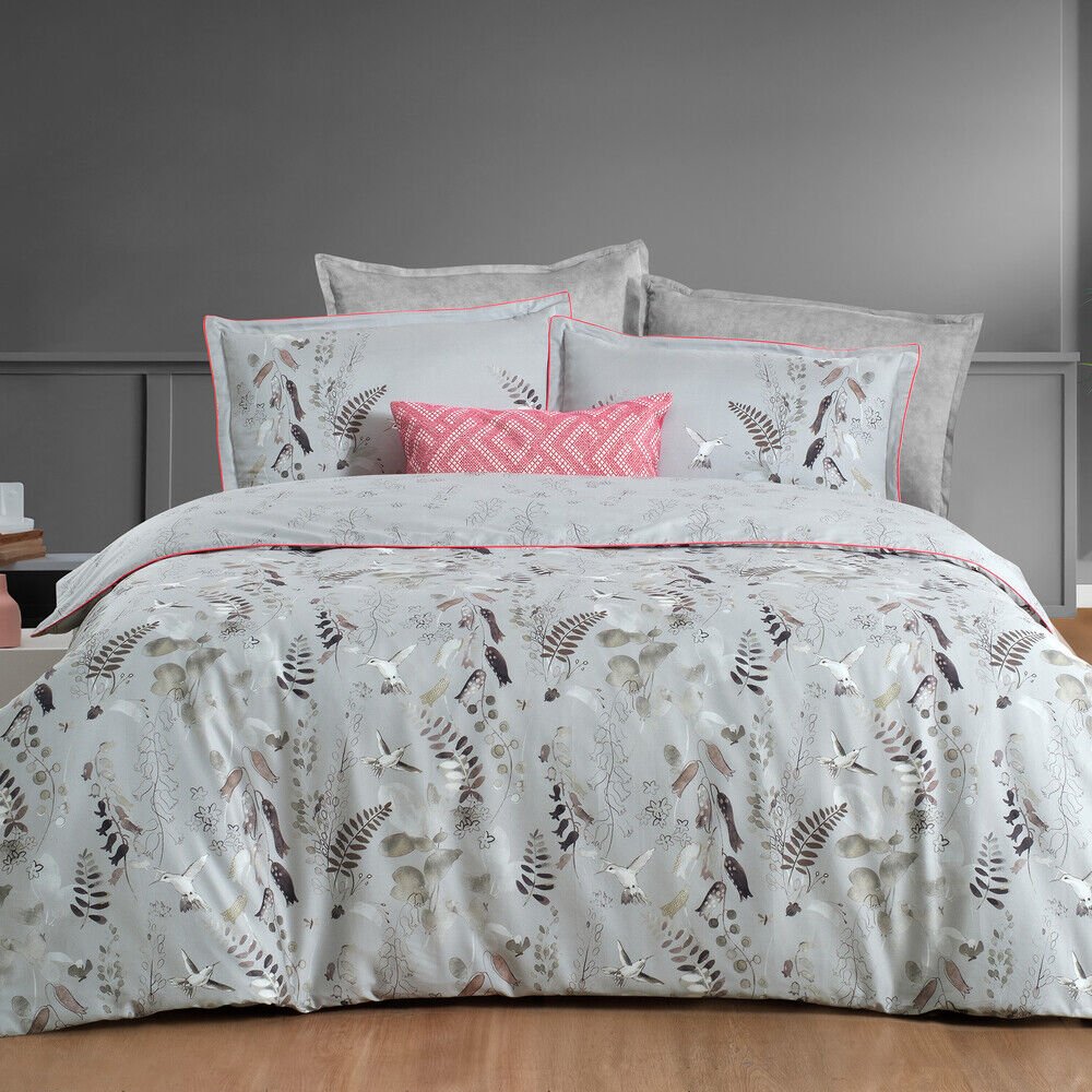 Sarev Martina Gri Çift Kişilik %100 Pamuk Saten Nevresim Takımı