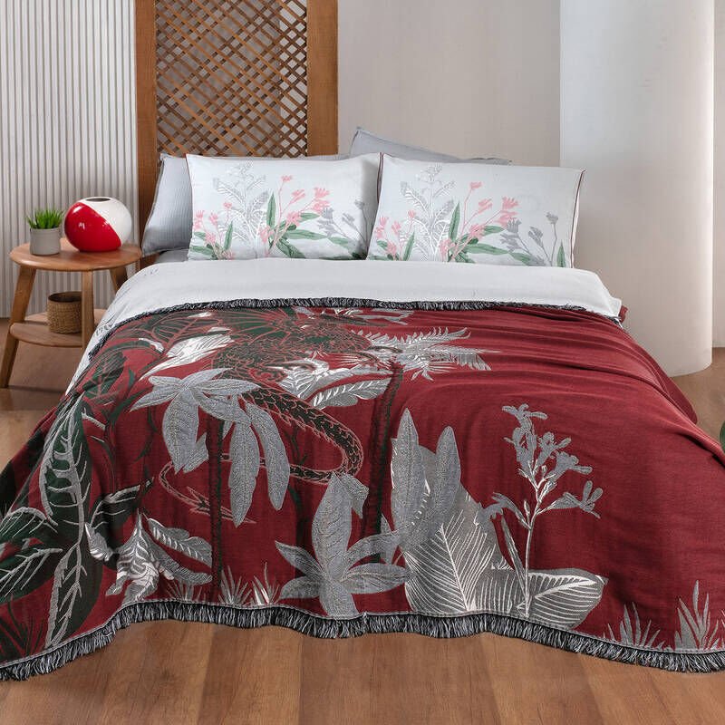 Sarev Dragon Gri Tek Kişilik Pike Takımı