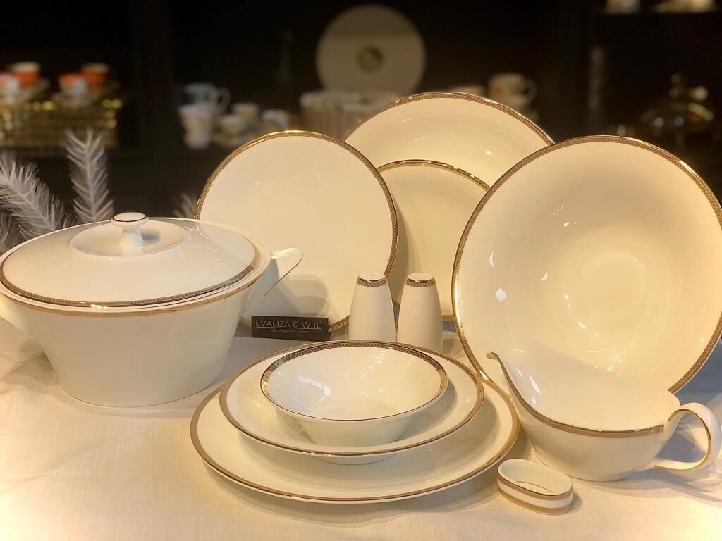 Evaliza Coupe Paisley Altın Yemek Takımı 60 Parça