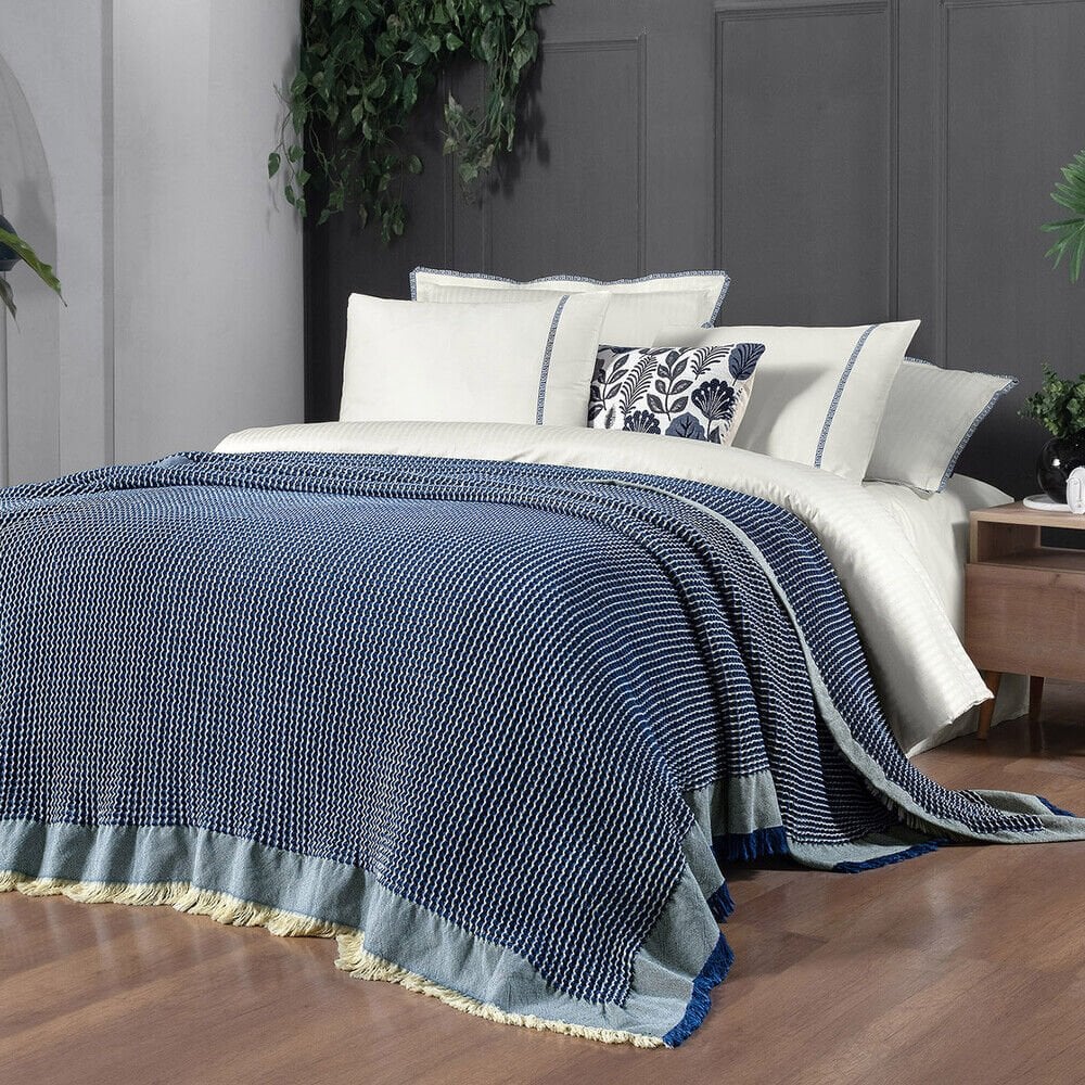 Sarev Iona Mavi Yatak Örtüsü Ve Nevresim Takımı