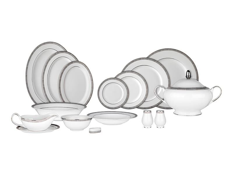 Evaliza Gri Osaka Yemek Takımı 60 Parça
