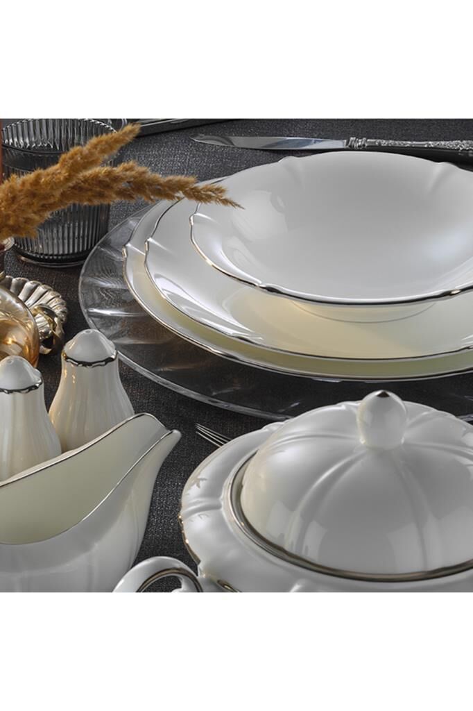 Evaliza Magnolia Platin Yemek Takımı 60 Parça