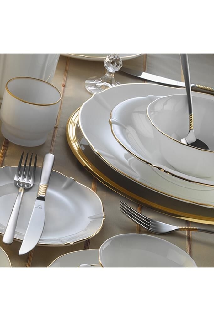 Evaliza Magnolia Altın Yemek Takımı 60 Parça