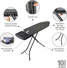 Brabantia 124X45Cm (C) Buhar Kazanı Standlı Denım Black Desenli Ütü Masası - Ssuh