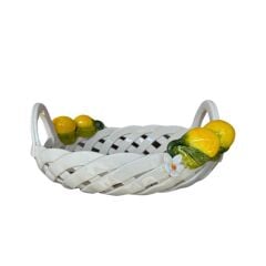 Rainbow Limon Seramik Saplı Yuvarlak Sepet 32cm