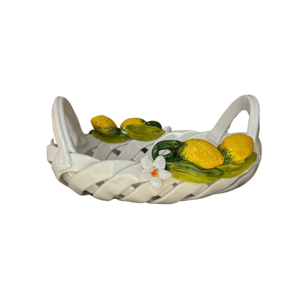 Rainbow Limon Seramik Oval Saplı Sepet 24cm