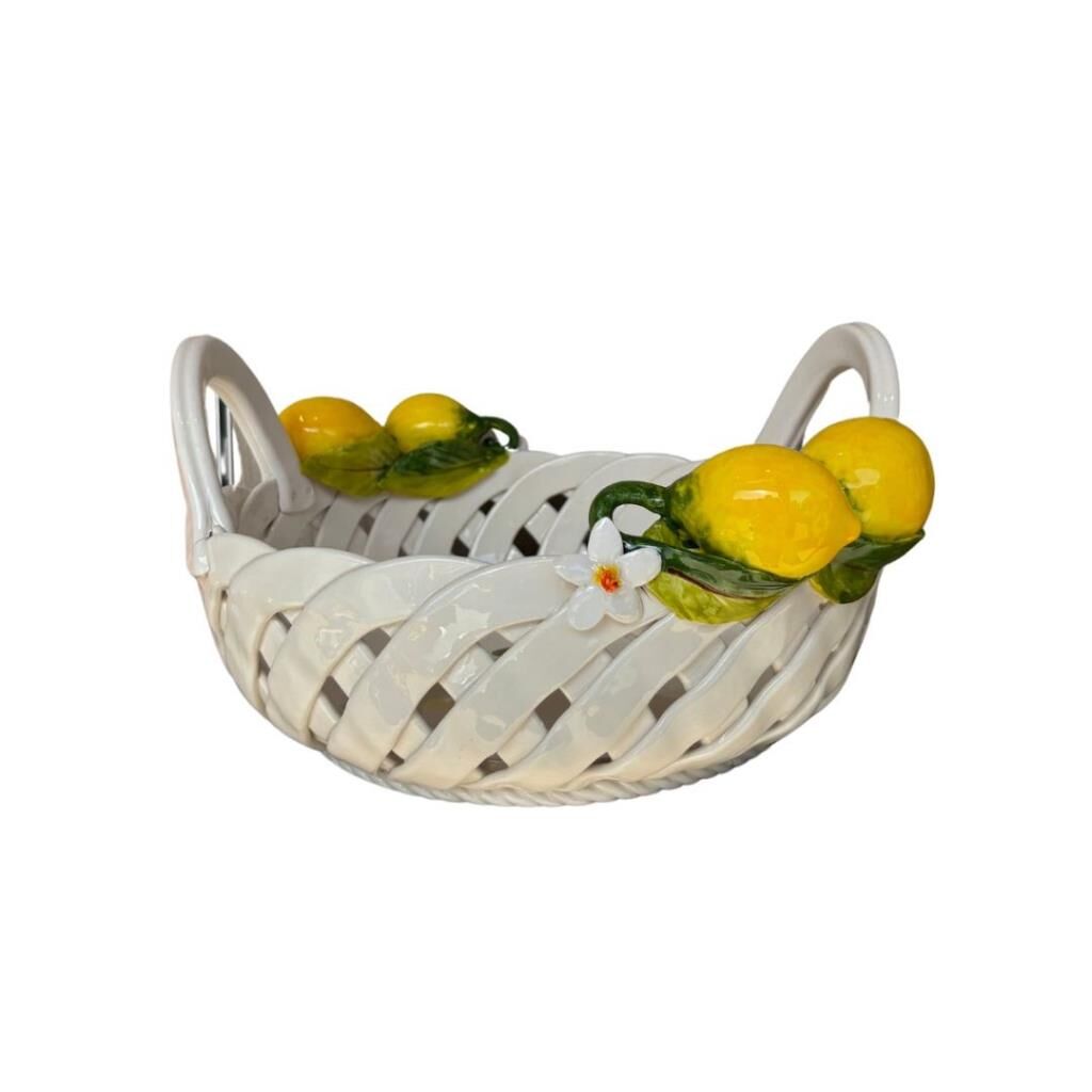 Rainbow Limon Seramik Kulplu Yuvarlak Sepet 30cm