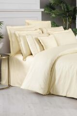 Sarev Jacquard Stripe Sarı Çift Kişilik 260 Tc %100 Pamuk Saten Nevresim Takımı