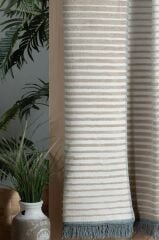 Sarev Jolie Bej Çift Kişilik Pamuklu Battaniye 200*220 Cm