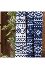 Sarev Etno Lacivert Tek Kişilik Pamuklu Battaniye 160*220 Cm