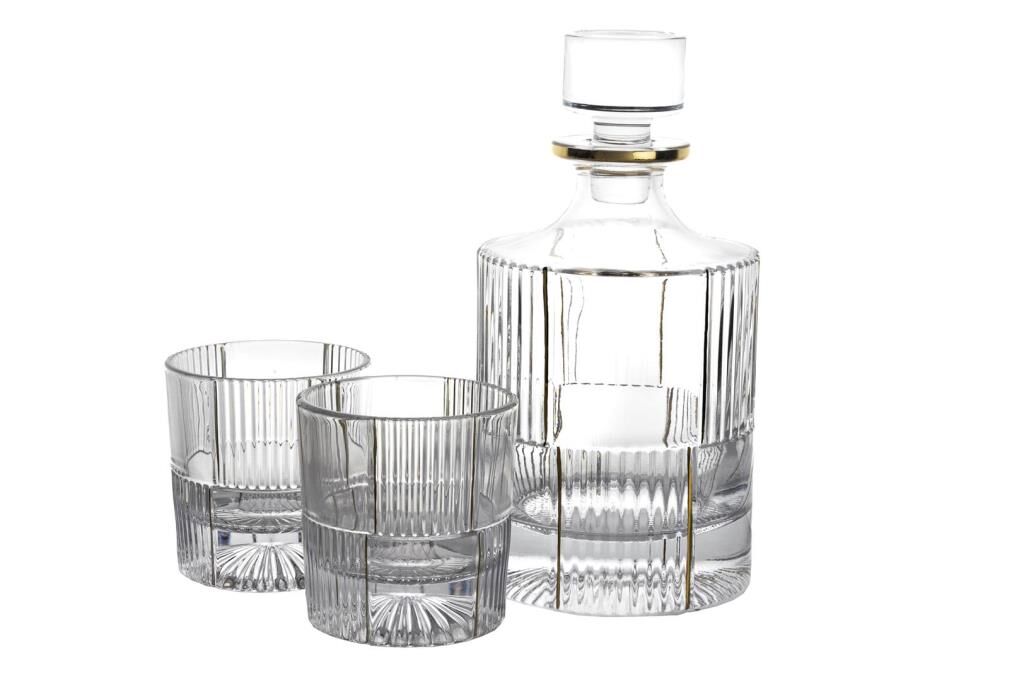 Mikasa Moor Gold Çizgili Cam Viski Seti 3Prç 950ml-280ml