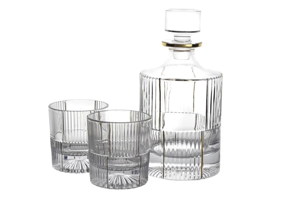 Mikasa Moor Gold Çizgili Cam Viski Seti 3Prç 950ml-280ml