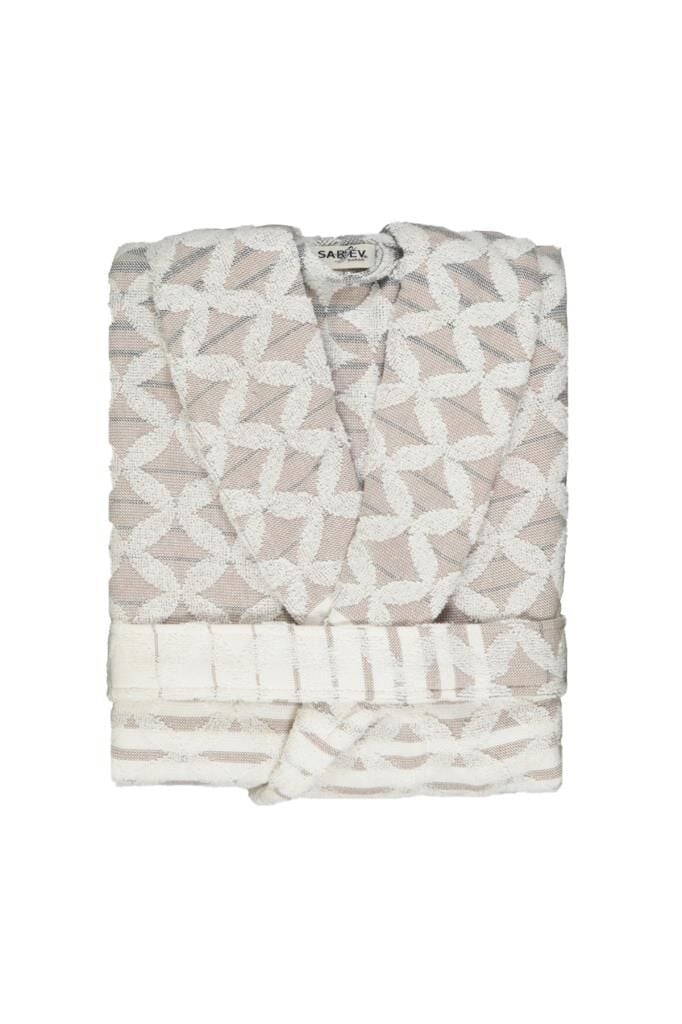 Sarev Elise Bej Şal Yaka ''Medium'' Beden Pamuklu Bornoz