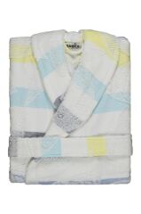 Sarev Mai Beyaz Şal Yaka ''Medium'' Beden Pamuklu Bornoz