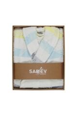 Sarev Mai Beyaz Şal Yaka ''Medium'' Beden Pamuklu Bornoz