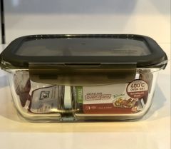 Locknlock Euro İki Bölmeli Fırın & Saklama Kabı Kilitli Dörtgen 700 Ml Gri