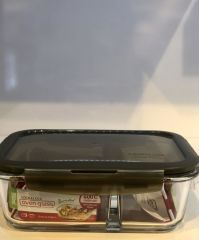 Locknlock Euro İki Bölmeli Fırın & Saklama Kabı Kilitli Dörtgen 950Ml  Gri