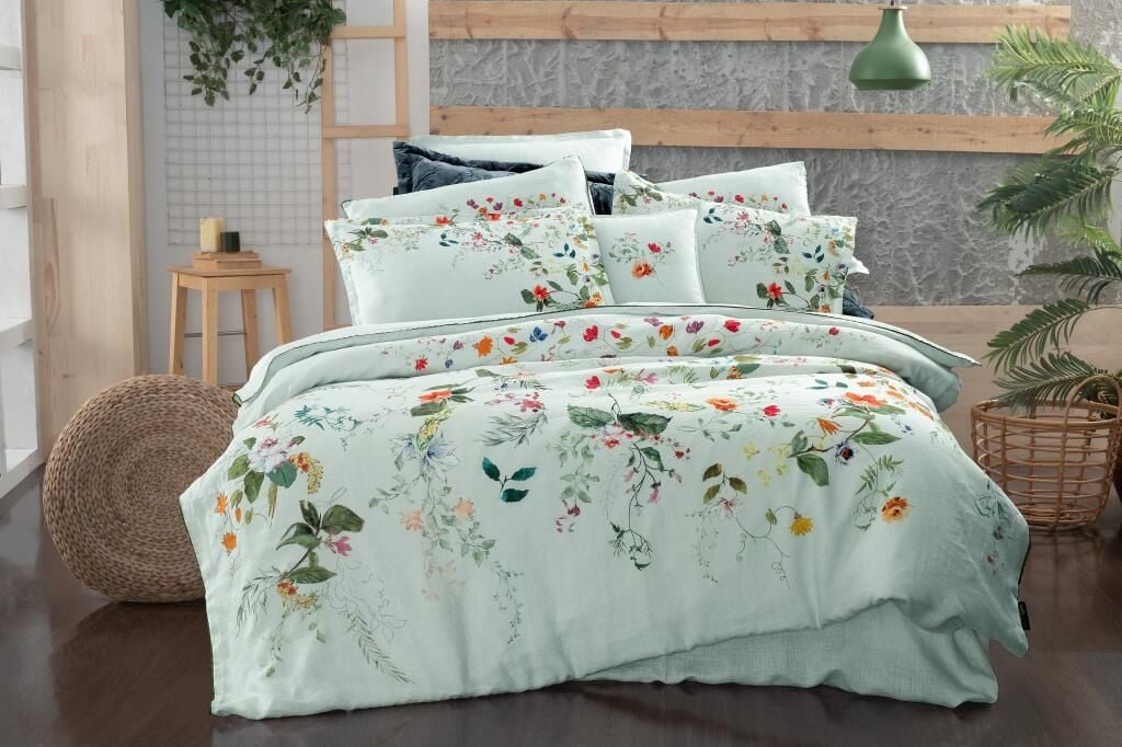 Sarev Hemera %100 Keten Çift Kişilik Nevresim Takımı, Yeşil