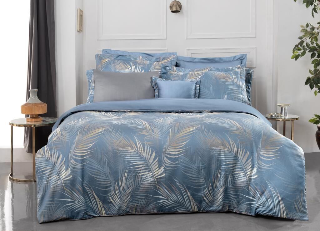 Sarev Saturn Jakarlı %100 Pamuk Çift Kişilik Nevresim Takımı Mavi