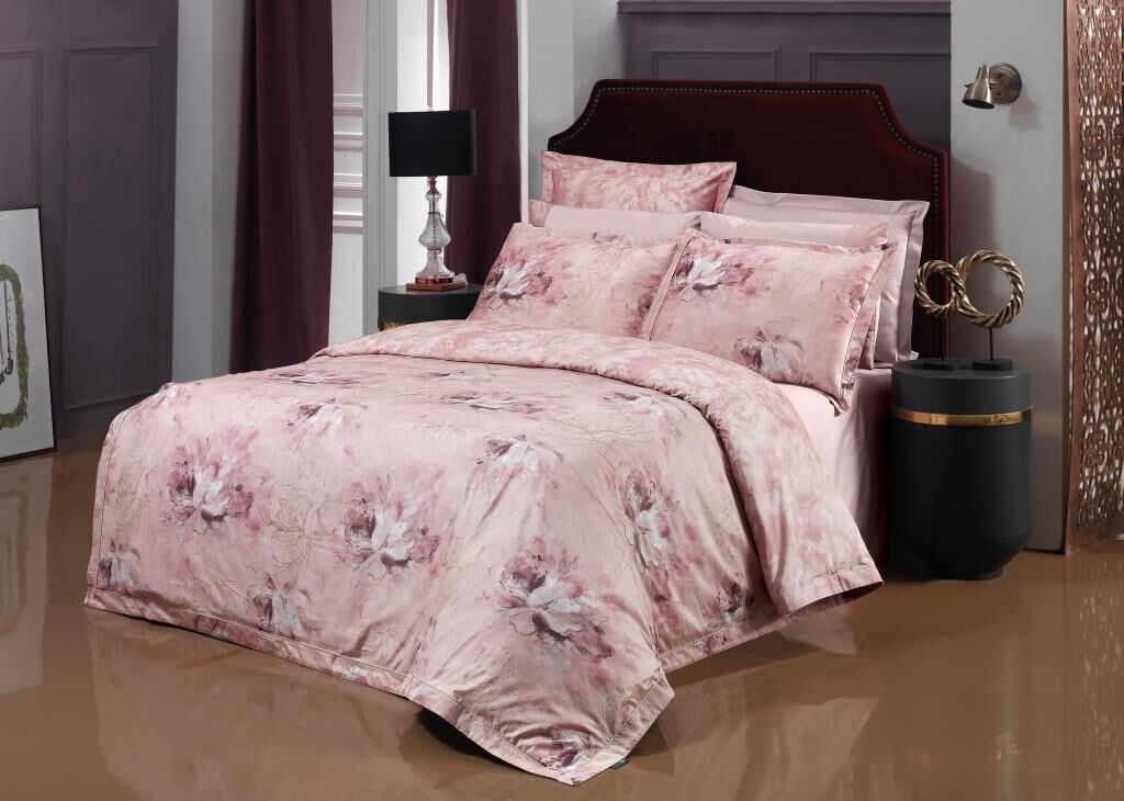 Sarev Freza 500Tc Pamuk Saten Çift Kişilik Nevresim Takımı Pembe