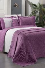 Sarev Floris Mor Çift Kişilik %100 Pamuk Nevresim Takımı Ve Yatak Örtüsü Seti