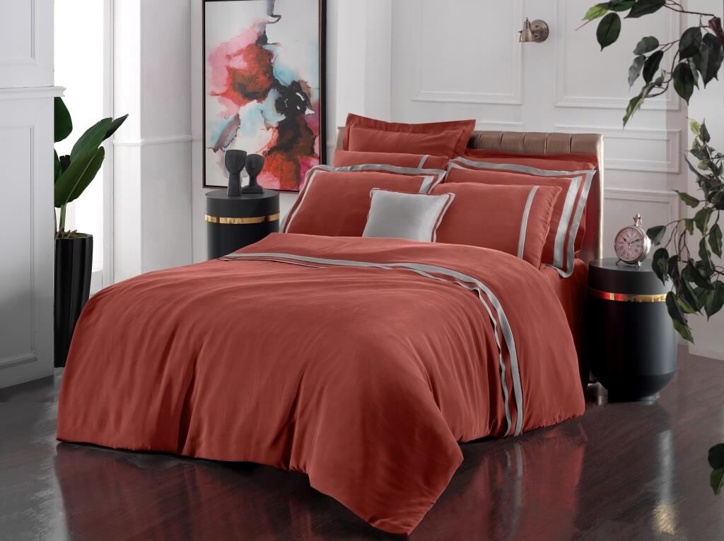 Sarev Kımera Cupro Vegan İpek Çift Kişilik Nevresim Takımı Taba