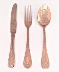 Herdmar Santamarta Tam Bakır 87 Parça Çatal Kaşık Bıçak Takımı-12 Kişilik