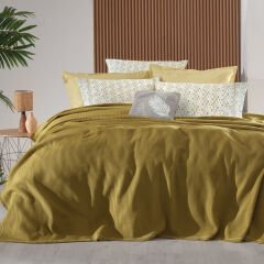 Sarev Abel Sarı Tek Kişilik %100 Pamuk Pike Takımı-Sarı Bej