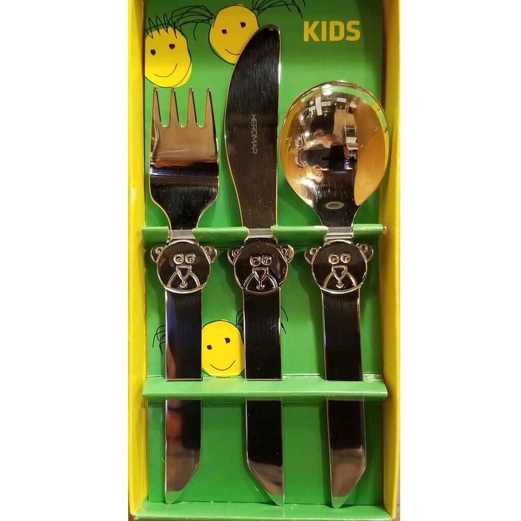 Herdmar Kıds Bear 3 Parça Çatal Kaşık Bıçak Takımı